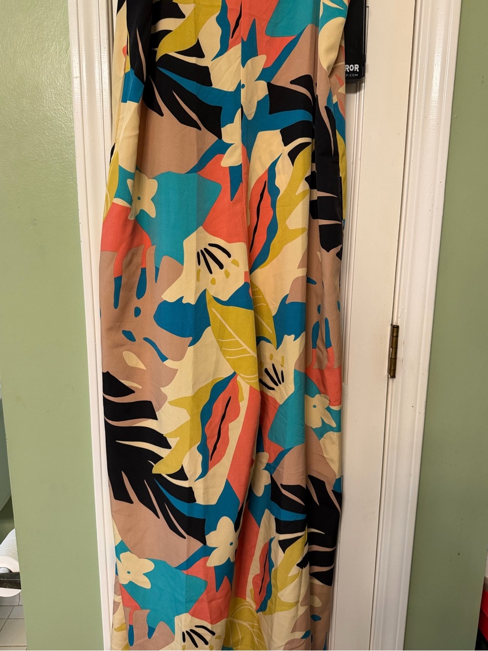 Wide Leg Floral Print Jumpsuit in Teal & Coral